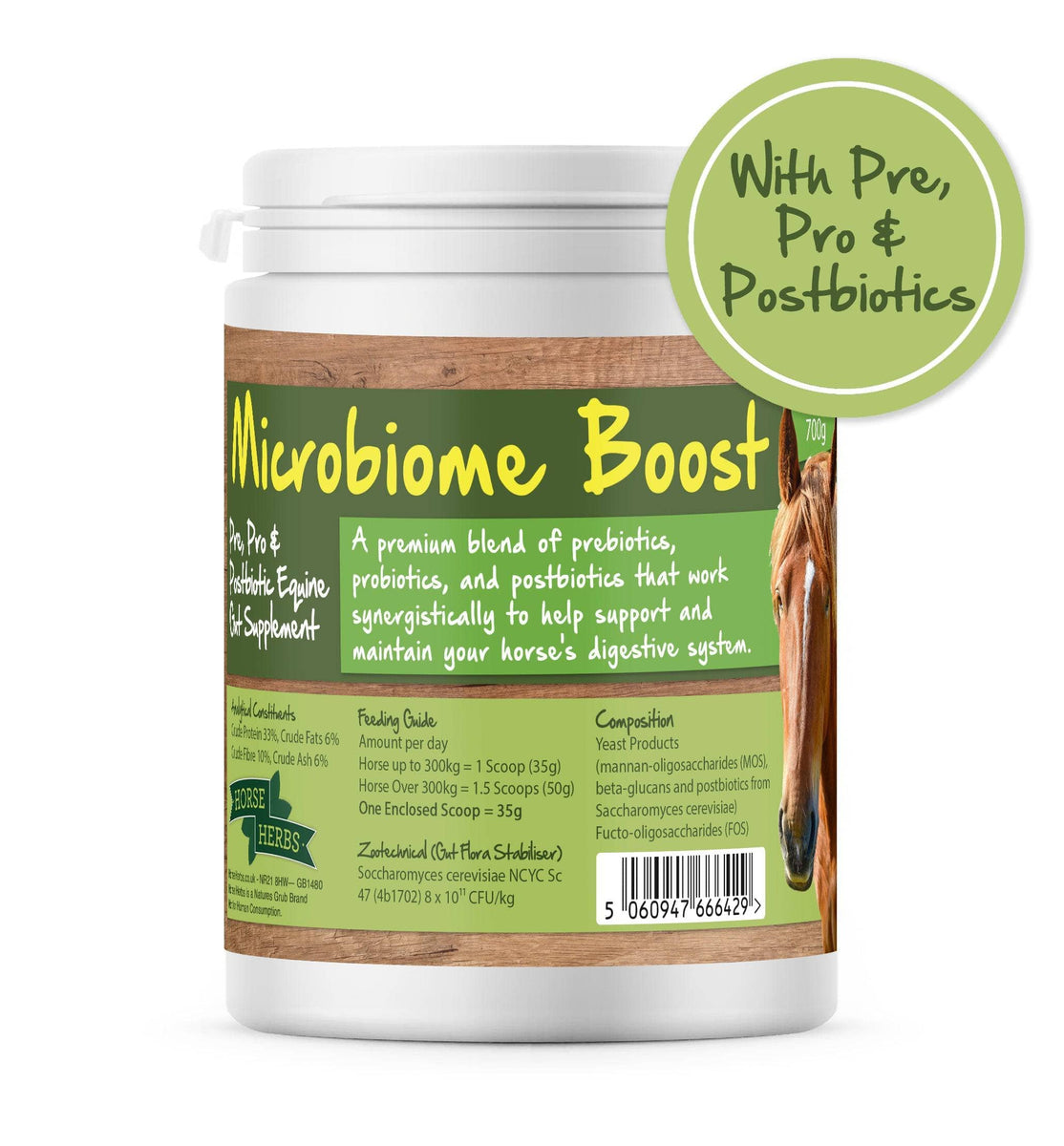 Microbiome Boost Pre, Pro & Postbiotic Gut Health Horse Herbs