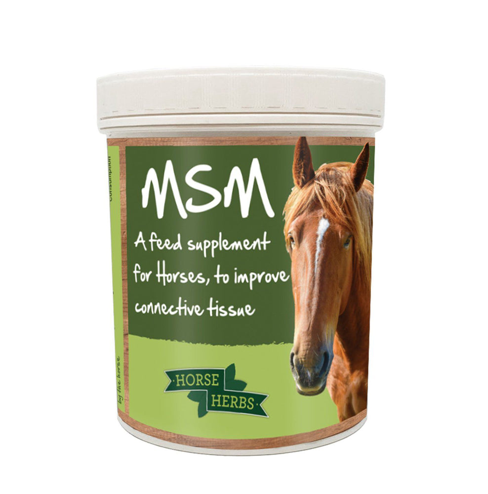 
                  
                    500g tub of Horse Herbs MSM methyl-sulphonyl-methane feed supplement for horses
                  
                